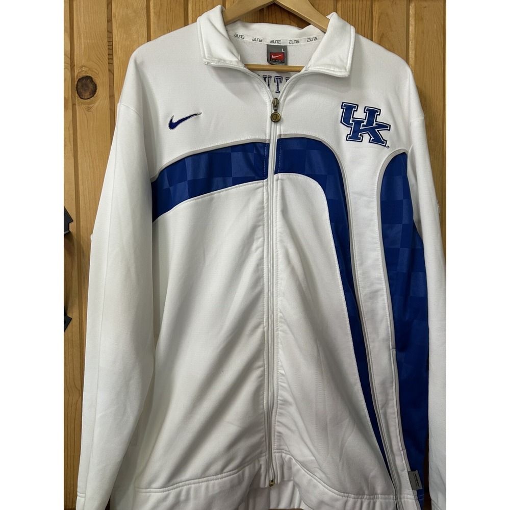 Kentucky Wildcats Nike 1/4 Zip Team Coach Jacket Men's L White Front Pockets Y2K